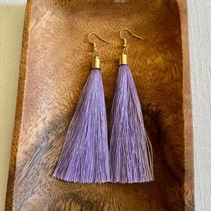 Boho Lavender Long Fringe Tassel Earrings